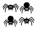 Four Smiling Spiders for Halloween and Spooky Celebrations Royalty Free Stock Photo