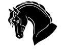 Horse head, animal portrait, symbol of 2026 - vector silhouette image for a stencil, logo, or pictogram. Royalty Free Stock Photo