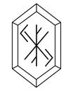 Runic amulet of the Ansuz, Fehu, Gebo, Kano, and Yer runes, a runestone for successful work and fruitful deals - vector linear Royalty Free Stock Photo