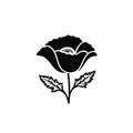 Abstract flower sign. Isolated poppy with leaves Royalty Free Stock Photo