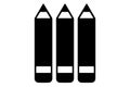 Three Black Pencils Icon: Simple Vector Illustration Royalty Free Stock Photo