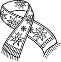 Winter Scarf with Snowflake Pattern Coloring Page Royalty Free Stock Photo