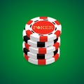 Round poker chips. Three-dimensional isometric poker chip. Vector illustration. Royalty Free Stock Photo
