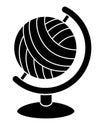 Globe - ball, ball of yarn on a globe stand - vector silhouette image for logos, icons, and stencils. Royalty Free Stock Photo