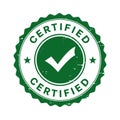 Green Certified Approval Badge with Checkmark, Stars, and Vintage Seal Design Royalty Free Stock Photo