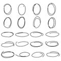Hand drawn oval and circle doodle set imperfect sketch vector shapes Royalty Free Stock Photo