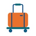 Illustration of an orange suitcase on wheels with a teal handle and accents. Royalty Free Stock Photo
