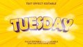 tuesday cartoon text effect vector editable Royalty Free Stock Photo