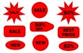 red sale stickers sale tags collection. Sale tags collection Set of vector red starburst Banners for sale vector design illustrati Royalty Free Stock Photo