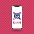 Realistic Smartphone Mockup Displaying Scan Me Message and QR Code for Promotion Royalty Free Stock Photo