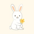 Spring Bunny with Flowers flat vector illustration Royalty Free Stock Photo