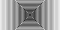 Geometric optical illusion pattern with black concentric lines and abstract square design Royalty Free Stock Photo