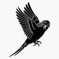 Budgerigar bird silhouette vector illustration on white background Royalty Free Stock Photo