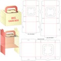 Big Cake Box Dieline Vector with Handle Multi Size Foldable Packaging Template Royalty Free Stock Photo