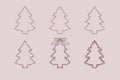 Hand Drawn Line Art Whimsical Doodle Christmas Tree Frames Royalty Free Stock Photo
