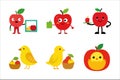 Bird and fruit theme cute vector illustration Royalty Free Stock Photo
