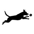 Dog chasing ball silhouette illustration Royalty Free Stock Photo
