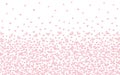 Pink confetti hearts on a white background. A romantic backdrop for a holiday, Valentine\'s day Royalty Free Stock Photo