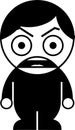 Black And White Angry Man Face Icon Vector Illustration. Simple Flat Design Of Surprised Or Jealous Male Character Avatar Graphic Royalty Free Stock Photo