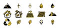 Eco-Friendly Energy Source Icons Set Royalty Free Stock Photo