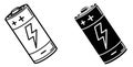 Battery energy power cell alkaline electricity charge voltage supply electric batteries source icon symbol Royalty Free Stock Photo