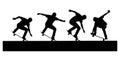 Skateboarder silhouette performing tricks on a skateboard extreme sport vector art design template 100c Royalty Free Stock Photo