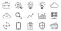 Business technology icons vector set for web design and mobile apps with finance and marketing elements Royalty Free Stock Photo