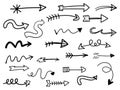 Decorative arrow doodle collection created with sketchy strokes and unique variations. Royalty Free Stock Photo