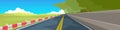 Banner landscape of wide asphalt road destination ahead. Royalty Free Stock Photo