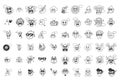 Black and White Comic Style Emoticons Bundle. Hand-Drawn Retro Mascot Characters. Royalty Free Stock Photo