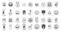 Black and White Outline Drawing of Diverse Character Heads for Logo Design Royalty Free Stock Photo