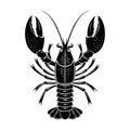 Black Lobster Silhouette Vector Illustration â Seafood, Marine Animal, Crustacean Design Royalty Free Stock Photo