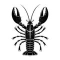 Black Lobster Silhouette Vector Illustration â Seafood, Marine Animal, Crustacean Design Royalty Free Stock Photo
