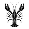Black Lobster Silhouette Vector Illustration â Seafood, Marine Animal, Crustacean Design Royalty Free Stock Photo