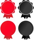 Set of Red and Black Blank Award Badges with Ribbons Royalty Free Stock Photo