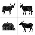 Stag and House Silhouettes: Paired with a Wooden House Icon Royalty Free Stock Photo