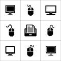 Computer and Document Icons: Monitors, Mice, and Documents Royalty Free Stock Photo