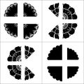 Abstract Quarter-Circle Patterns: Ornamental Designs in Squares Royalty Free Stock Photo