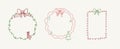 Doodle Whimsical Christmas Frames Set Hand Drawn Line Art Royalty Free Stock Photo