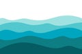 Abstract undulating ocean waves, seascape with a place for text, flat design, vector illustration Royalty Free Stock Photo