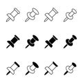 Push Pin and Thumbtack Icons â Line and Solid Office Set Royalty Free Stock Photo