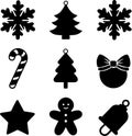 Christmas 9 icon pack silhouette illustration Royalty Free Stock Photo
