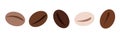 A set of different icons, coffee bean icons isolated on white, vector simple illustration, flat design Royalty Free Stock Photo