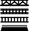 Railway bridge Silhouette vector illustration set of rail track and viaduct designs Royalty Free Stock Photo