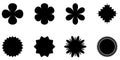 Abstract black flower bud shapes set. Vector flower set. Royalty Free Stock Photo