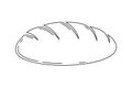 Baguette, fresh long bread, loaf icon isolated on white, vector. Black and white contour illustration Royalty Free Stock Photo
