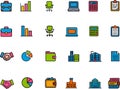 Cute Business and Finance Kawaii Icon Set Royalty Free Stock Photo
