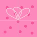 Pink polka dot gift box with heart-shaped ribbon bow, romantic present design Royalty Free Stock Photo