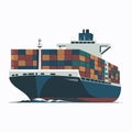 Large cargo ship loaded with colorful containers sailing on water vessel transport. Royalty Free Stock Photo
