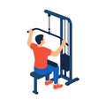 Man Doing Lat Pulldown Exercise Isometric Gym Machine Design Royalty Free Stock Photo